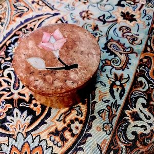 Vintage Pearl inlay and marble / stone jewel box